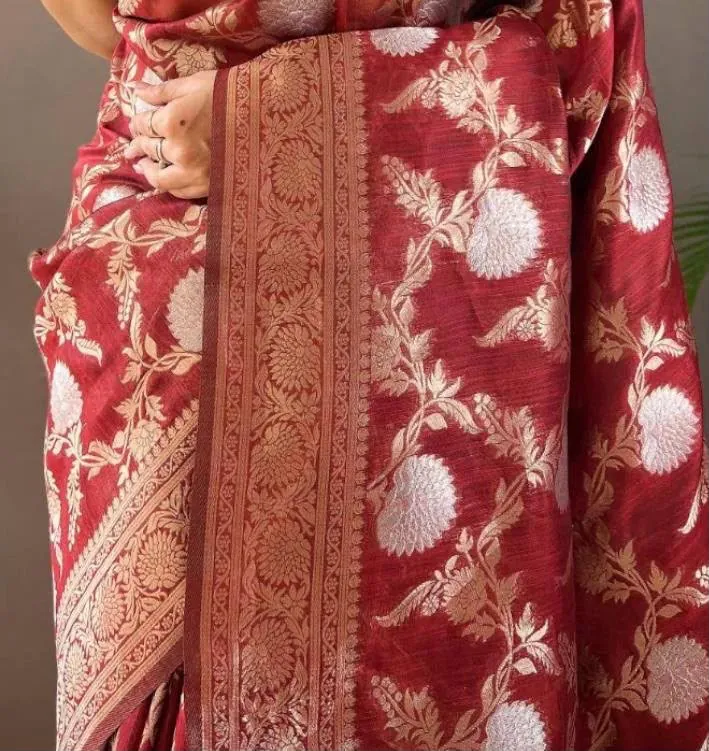 Crimson Banarasi Silk Saree